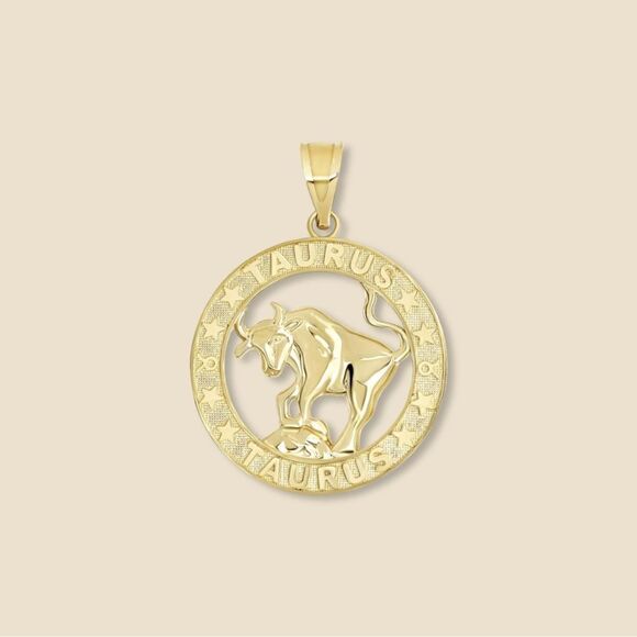 14k Solid Gold Taurus Charm | 14k Solid Gold Pendant | Birthday Gift | - Picture 1 of 4
